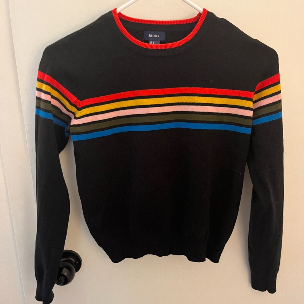 Forever 21 Rainbow Cropped Sweater Size Small